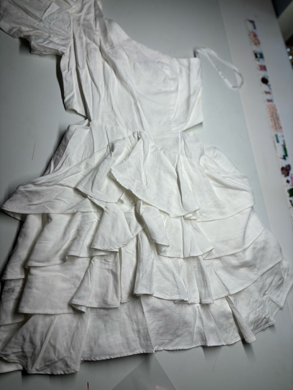 DO+BE Ivory One-Shoulder Ruffle Tiered Dress - Picture 2 of 6